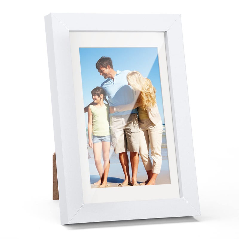 TWING 4x6 Picture Frame White Displays 3x5 Photo Frame with Mat or 4x6 Inch without Mat,Made of Plexiglass, MDF Wood, Table Top Display and Wall Mounting, Ideal Gift to Family and Friends - Image 1